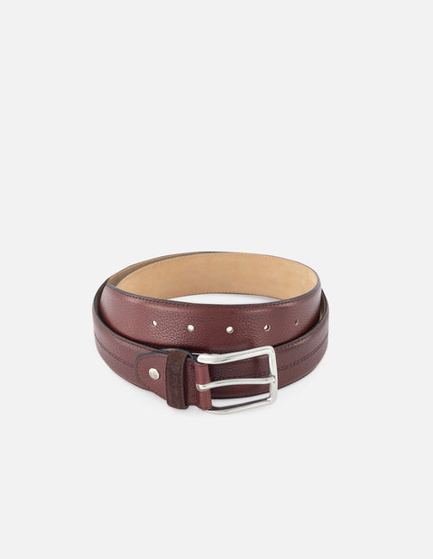 Cinturón en piel napa y ante color vino para hombre