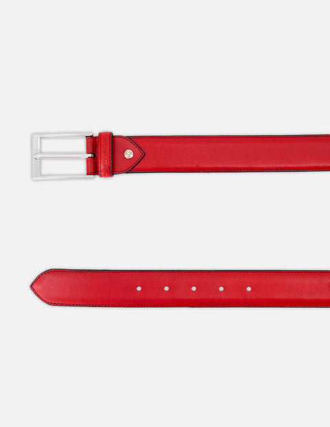 Cinturón en piel napa color rojo para hombre