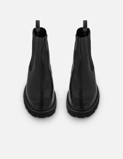 Botines Chelsea negros de piel florantic con acabado brillante para hombre