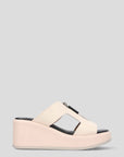 Sandalia mule de cuña en piel color blanco