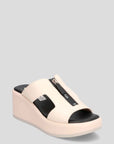 Sandalia mule de cuña en piel color blanco