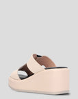 Sandalia mule de cuña en piel color blanco
