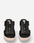 Sandalia mule de cuña en piel color blanco