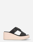 Sandalia mule de cuña en piel color blanco