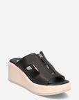 Sandalia mule de cuña en piel color blanco