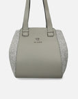 Bolso hobo en piel y rafia color verde