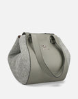 Bolso hobo en piel y rafia color verde