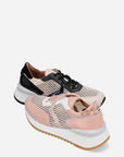 Tenis en piel con rejilla color nude