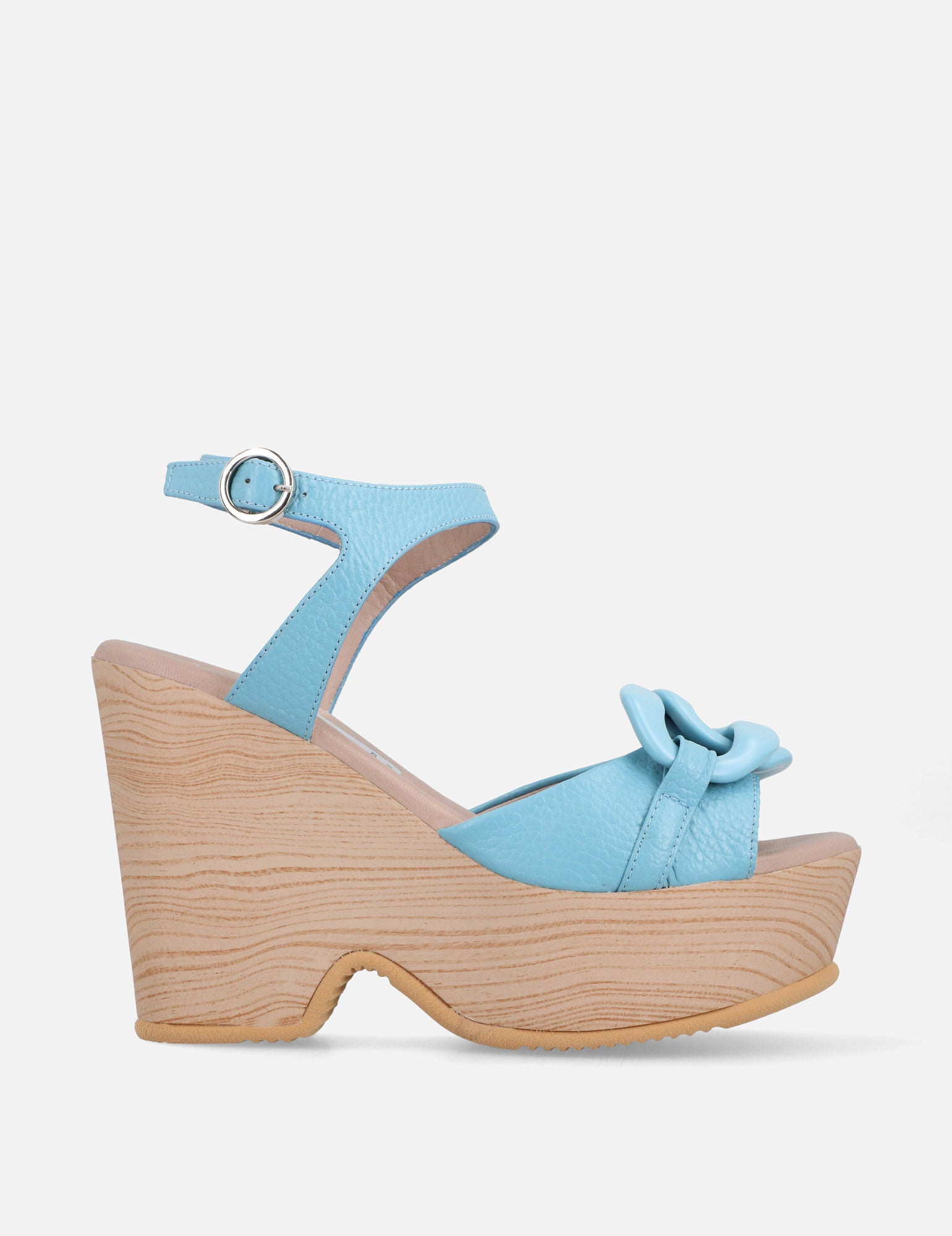 Sandalia de plataforma en piel color azul