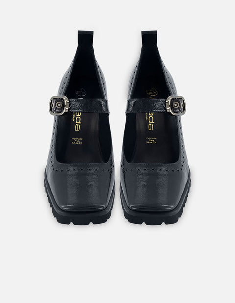 Zapatilla con pulsera de piel tipo mercedes color azul para mujer