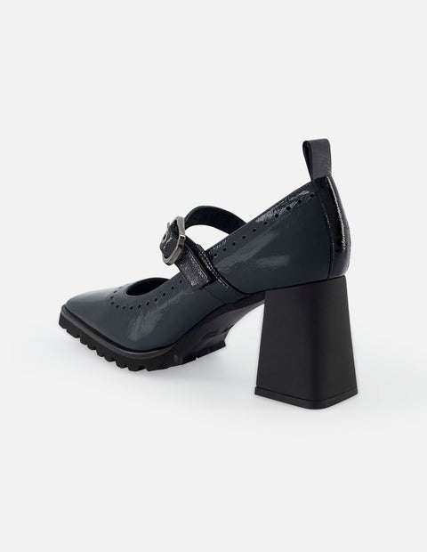 Zapatilla con pulsera de piel tipo mercedes color azul para mujer