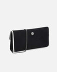 Bolso clutch en ante negro con filos blancos en contraste para mujer