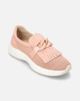 Tenis en piel ante con picado en color nude