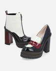 Mocasín en piel charol de bloques de color para mujer