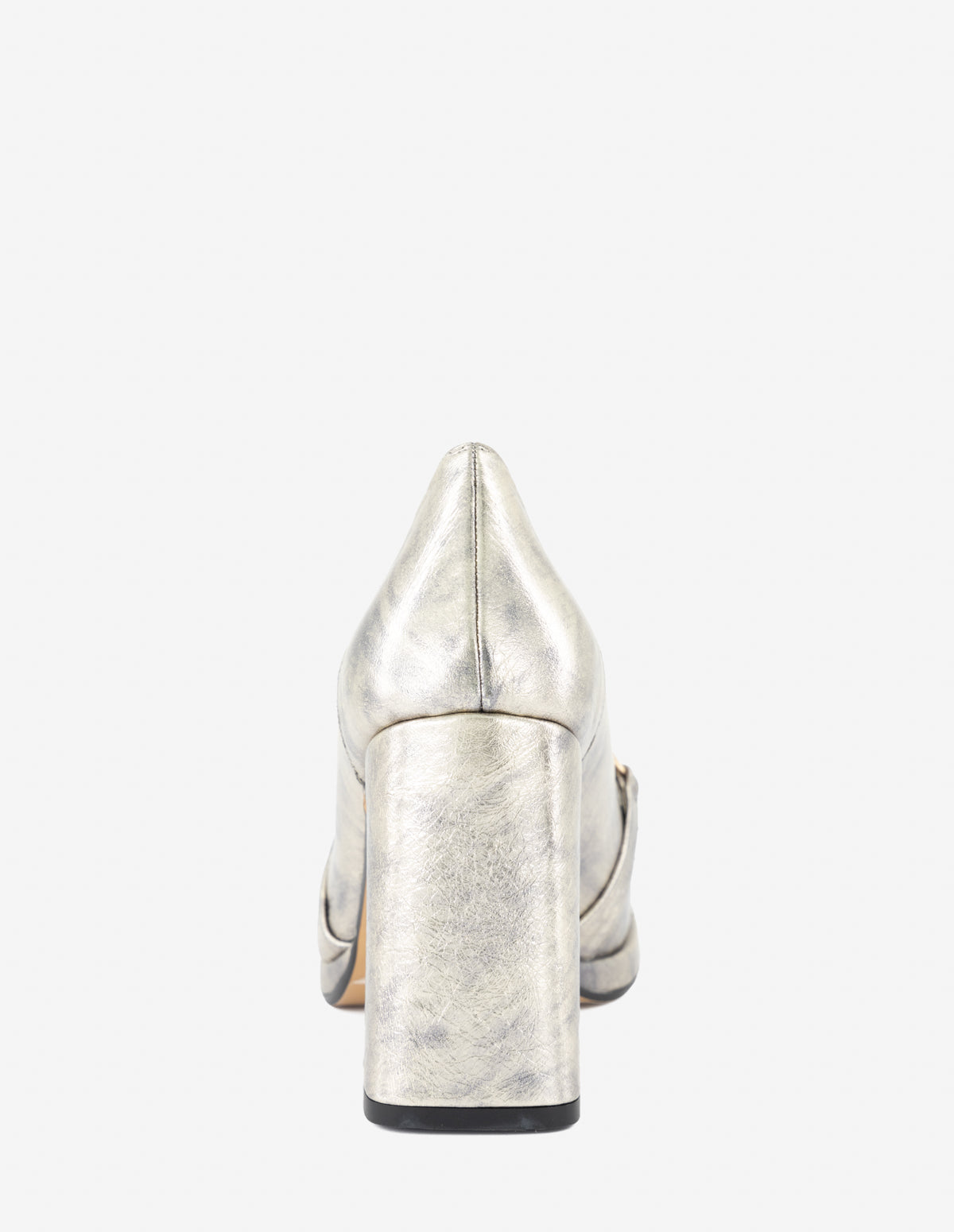 Mocasín en piel metalizada color plata con cierre en lateral interno para mujer