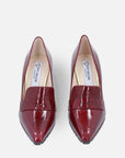 Mocasín en piel color vino y tacón alto para mujer.