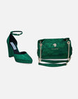 Mini bolso de piel metalizada color verde para mujer