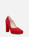 Zapatilla cerrada rojo punta almendra para mujer
