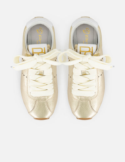 Tenis color dorado de piel para mujer ultra ligeros