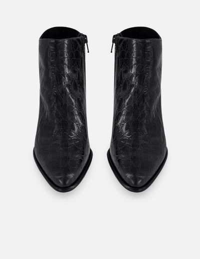 Botines negros piel grabado coco para mujer