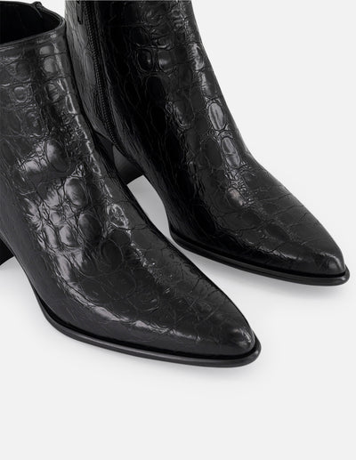 Botines negros piel grabado coco para mujer