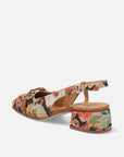 Mocasín destalonado en yute estampado floral multicolor