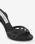 Sandalia de tacón alto en piel napa color negro para mujer