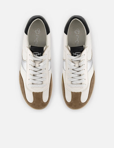 Tenis multicolor de ante para mujer con piel metalizada