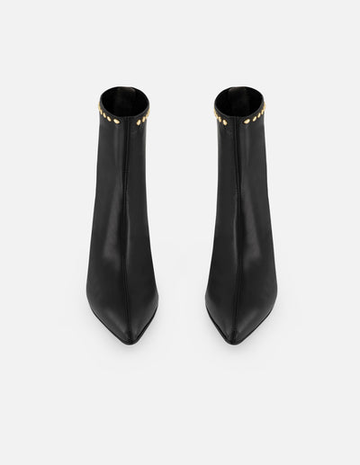 Botines negros piel de mujer adornos color dorado Pd