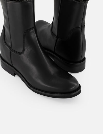 Botines negros piel de mujer con plantilla Pd y detalles color dorado