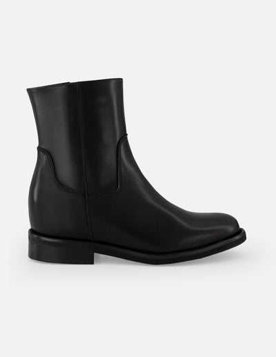 Botines negros piel de mujer con plantilla Pd y detalles color dorado