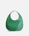 Bolso media luna piel ante y bombeada color verde
