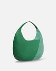 Bolso media luna piel ante y bombeada color verde
