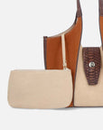 Bolso al hombro color cuero con detalles de serpiente para mujer