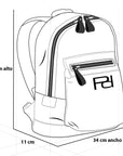 Mochila en textil color verde efecto tornasol y doble cierre frontal con etiqueta de goma al frente unisex