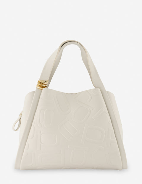 Bolso de hombro en piel color blanco con anagrama de letras Prada para mujer