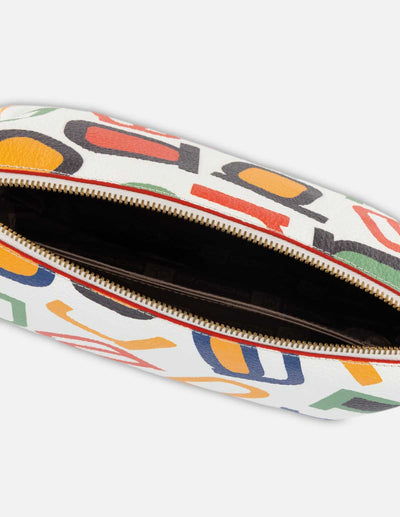 Bolso tipo bandolera en color blanco con grabado letras prada multicolor
