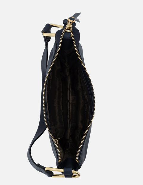 Bolso de hombro de piel napa color azul para mujer