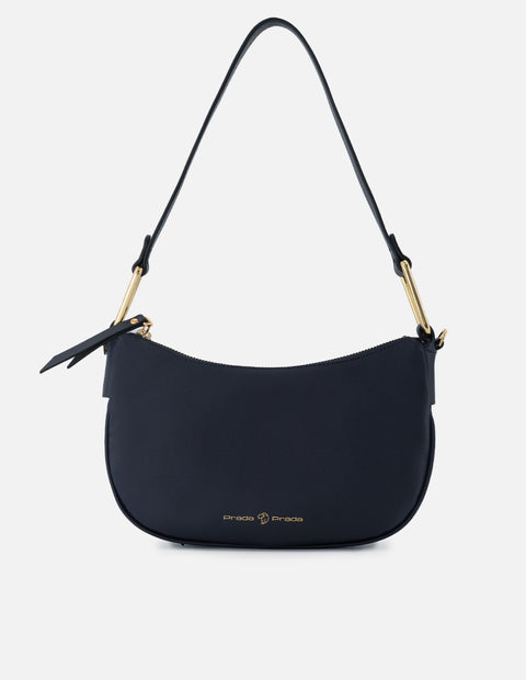 Bolso de hombro de piel napa color azul para mujer