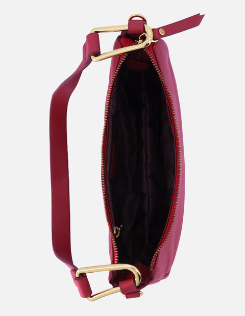 Bolso de hombro de piel napa color rojo para mujer