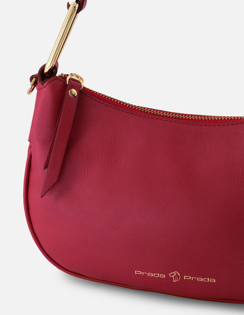 Bolso de hombro de piel napa color rojo para mujer