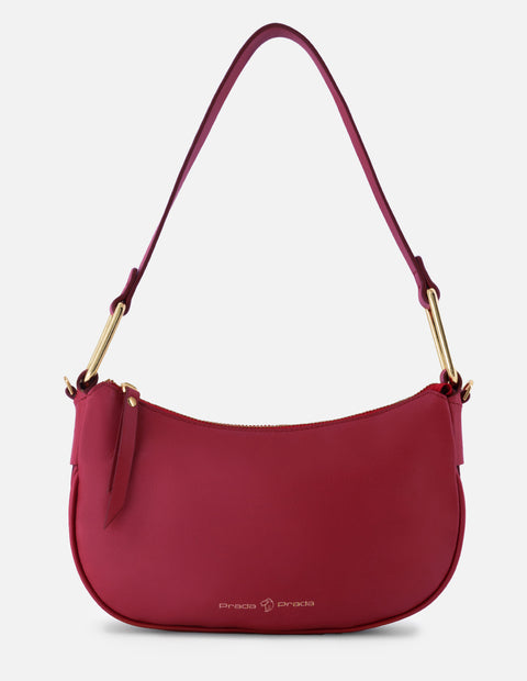 Bolso de hombro de piel napa color rojo para mujer