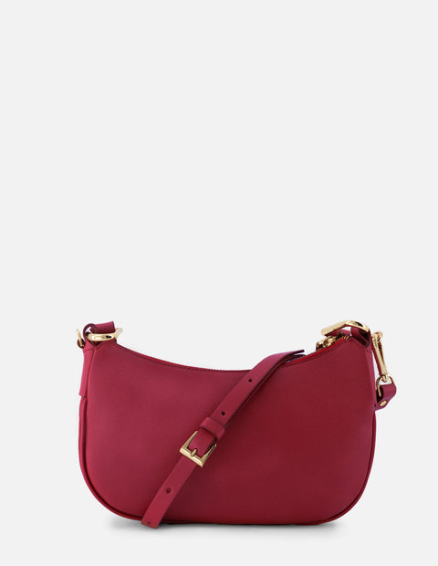 Bolso de hombro de piel napa color rojo para mujer