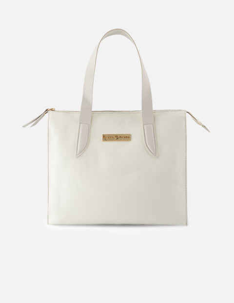 Bolso de hombro de piel bombeada para mujer color blanco