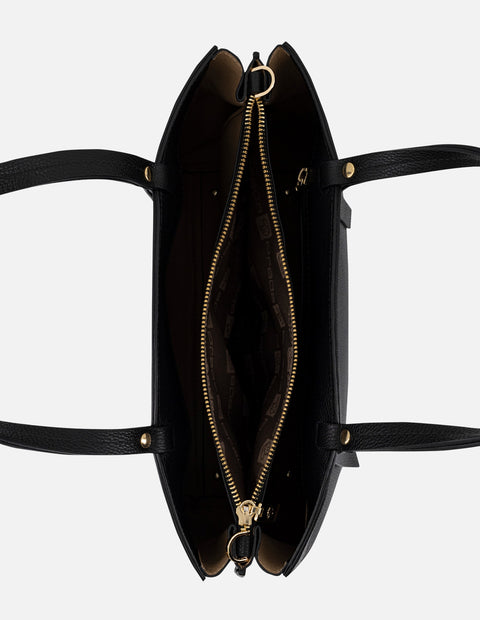 Bolso de hombro color negro piel para mujer con piel bombeada