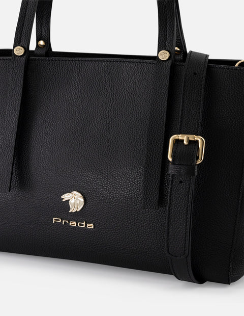 Bolso de hombro color negro piel para mujer con piel bombeada