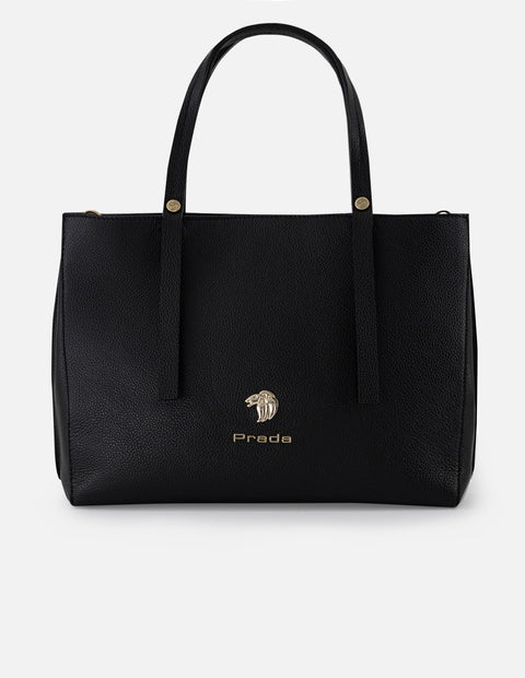 Bolso de hombro color negro piel para mujer con piel bombeada