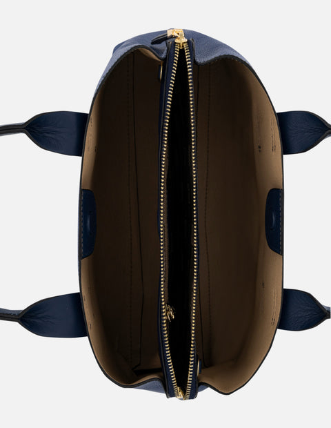 Bolso de mano color azul piel para mujer con piel bombeada