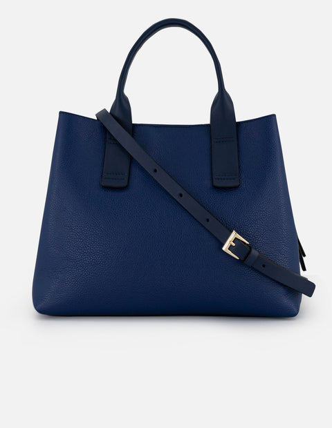 Bolso de mano color azul piel para mujer con piel bombeada