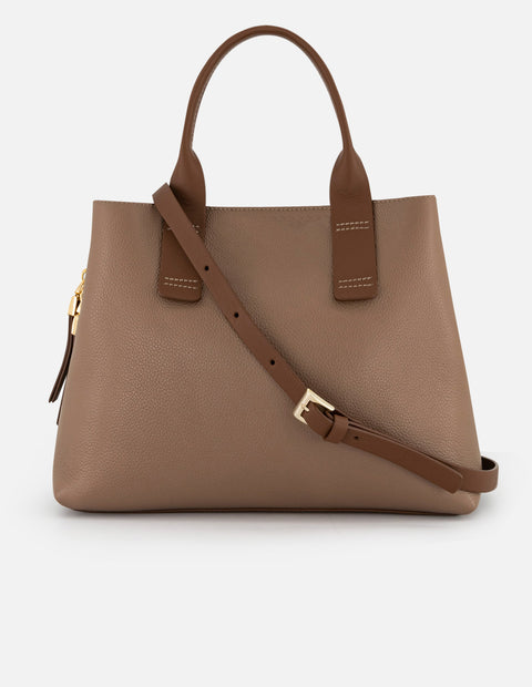 Bolso de mano color beige piel para mujer con piel bombeada